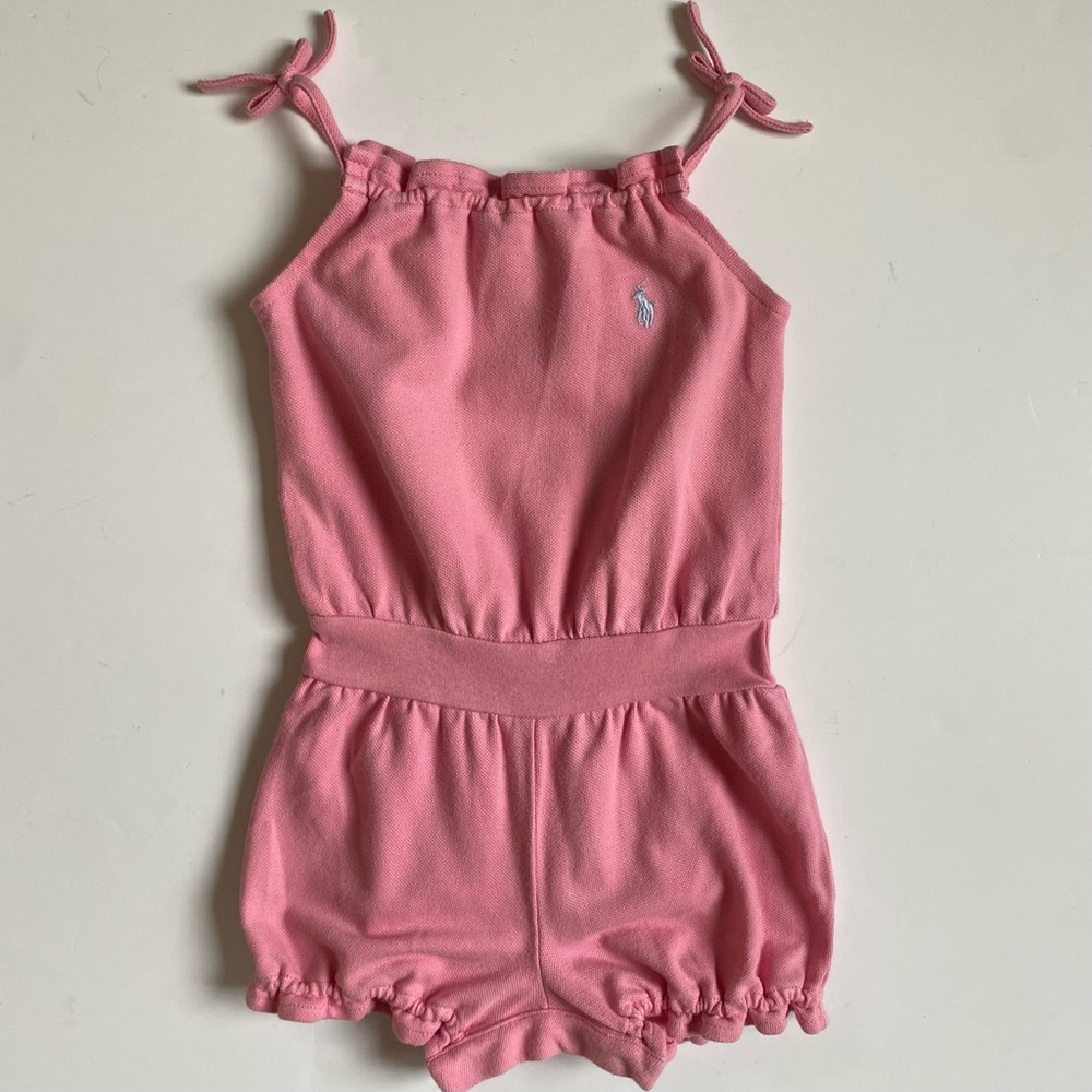 Polo Ralph Lauren Romper Size 6 Months One Piece Pink EUC Baby Summer Girls